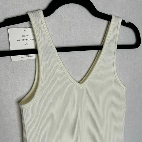 NWT Gypsy and Jade Cream Ribbed V-Neck Stretch Tank Bodysuit – Size S/M - Picture 7 of 9